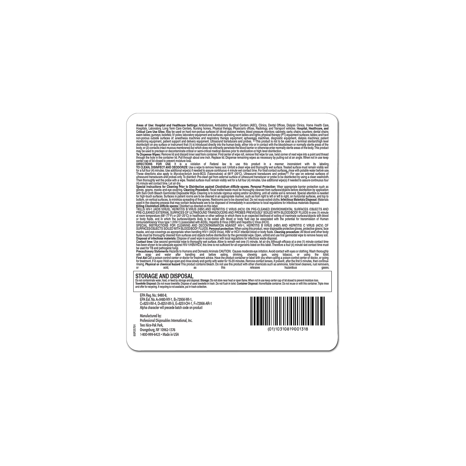 Sani-Cloth Bleach Wipes Disinfecting Surface Cleaner, Hospital-Grade, Bathrooms, Equipment, Durable X-Large 7.5" x 15" Wipes, Canister of 75