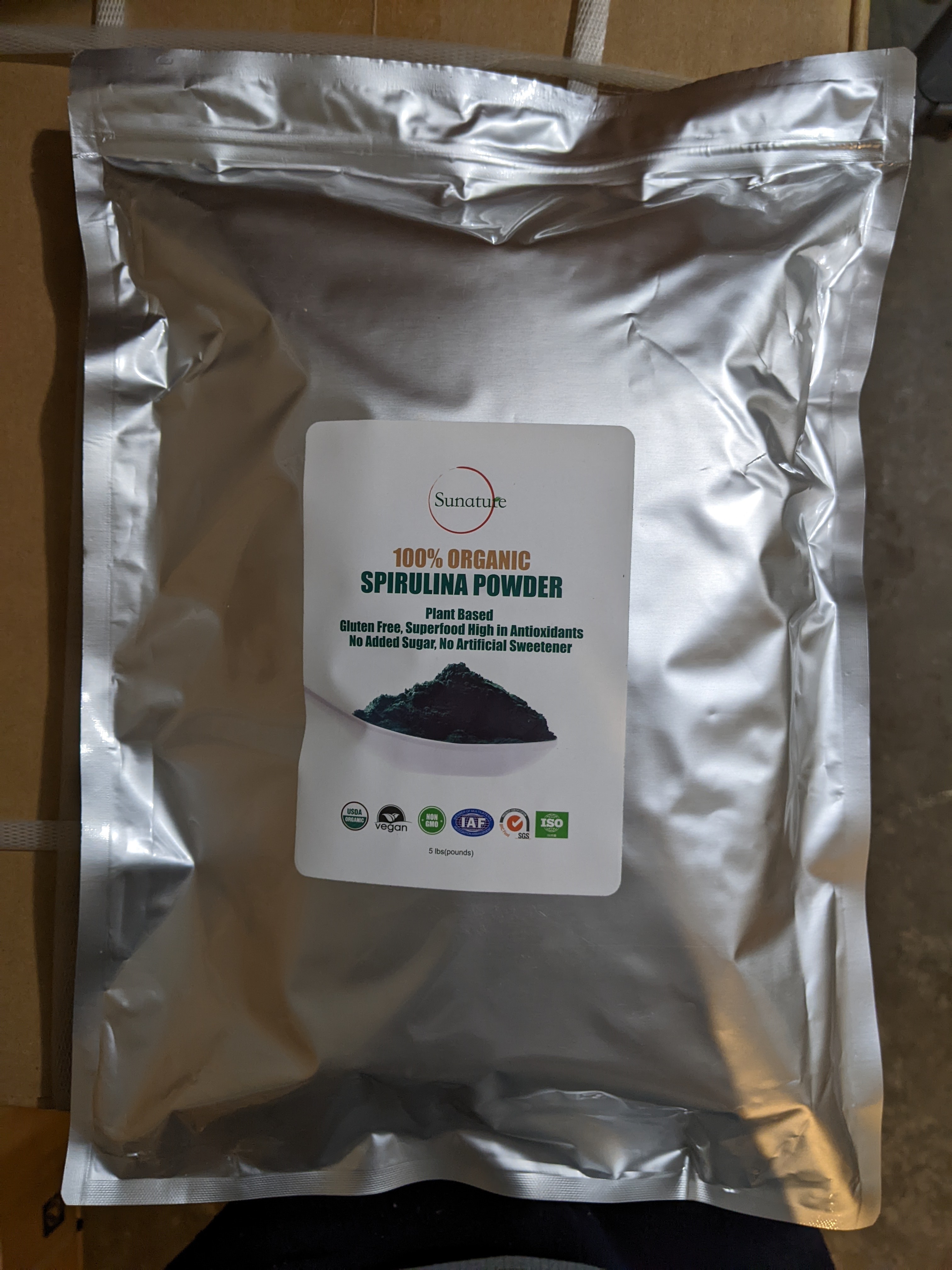 Sunature 5 lbs Organic Freeze Dried Spirulina Powder