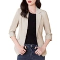 thumbnail image 3 of Baberdicy Blazer Jackets for Women, Women's Daily Outing Spring Summer Regular Fit Casual Long Sleeve Solid Color Womens Blazer Beige, 3 of 3