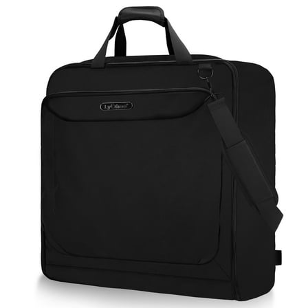 Garment Bags for Travel, Lychee Large Foldable Carry On Garment Bags with Shoulder Strap for Men Women, Business Luggage Suits Case Bag for Hanging Clothes, Black
