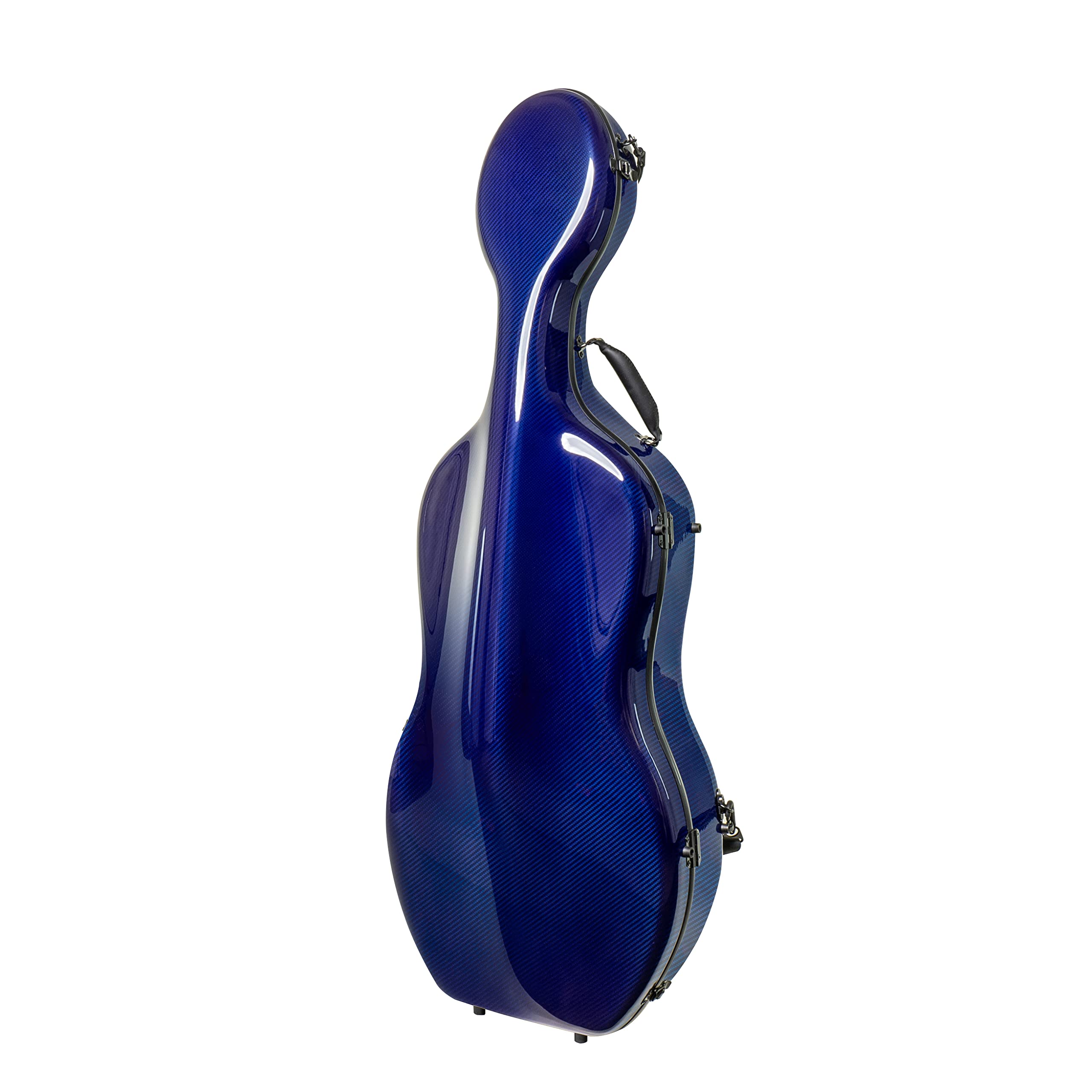 MI&VI CC-9001 Pure 100% Carbon Fiber Cello Case (Full Size) 4/4 with Wheels | Carry Straps | 8lb Lightweight | Tough Shell (3K Blue)