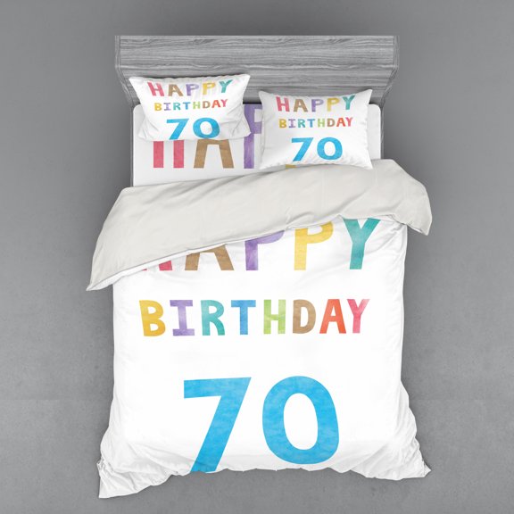 Ambesonne Colorful Bedding Set 4 Pcs, Abstract 70 Birthday, Queen, Multicolor