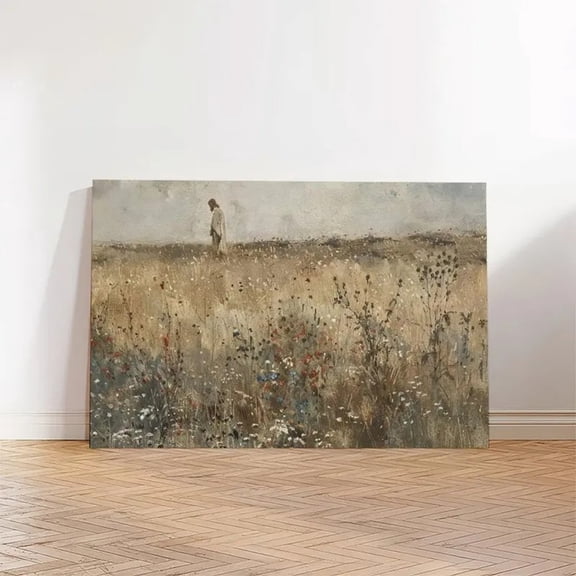 Minimalist Wildfield Landscape Canvas Wall Art Ready to Hang for Living Room and Bedroom