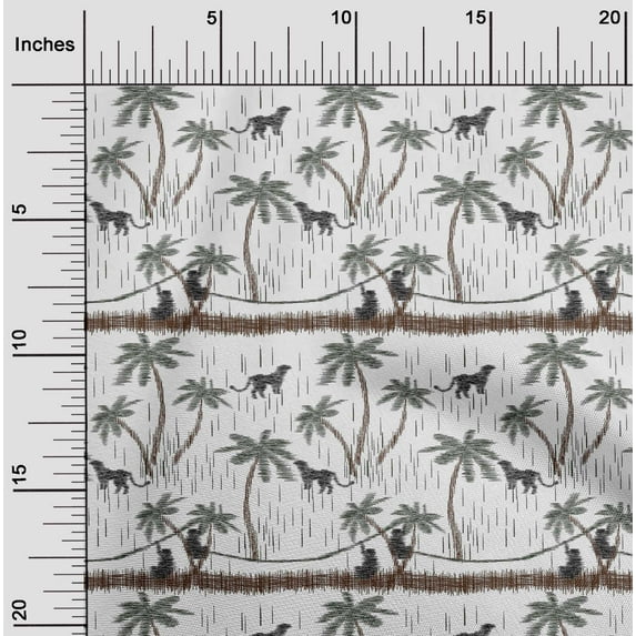 oneOone Cotton Silk Fabric Tree|Leopard & Monkey Ikat Print Fabric By The Yard 42 Inch Wide