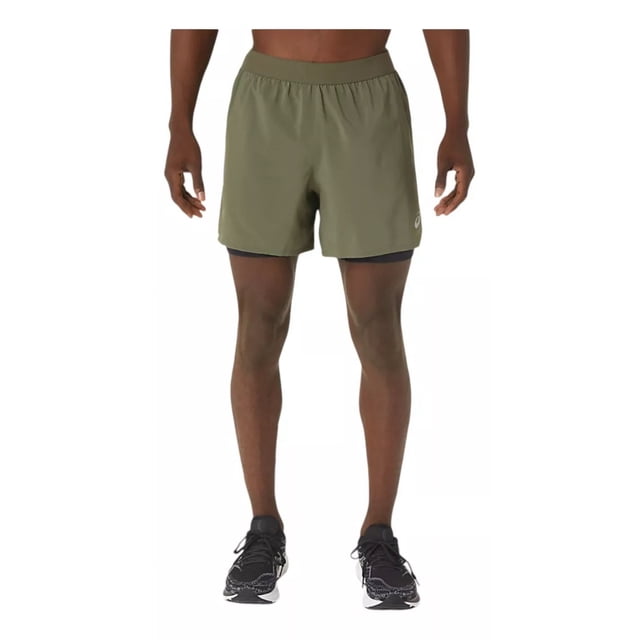 Short Asics Hombre Caballero Running Verde 2-n-1 Road 5in