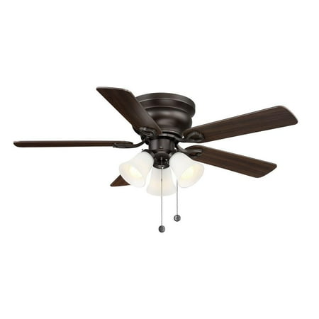 Clarkston II 44 in. LED Indoor Oiled Rubbed Bronze Ceiling Fan with Light Kit - (1 Broken Shade)