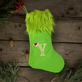 thumbnail image 3 of Nvzi 1Pcs Monogram Christmas Stockings with Letter (M), 18.5 Inches Large Knitted Green Hairy Christmas Letter Socks Letter Christmas Stockings Personalized Holder for Xmas，M, 3 of 4