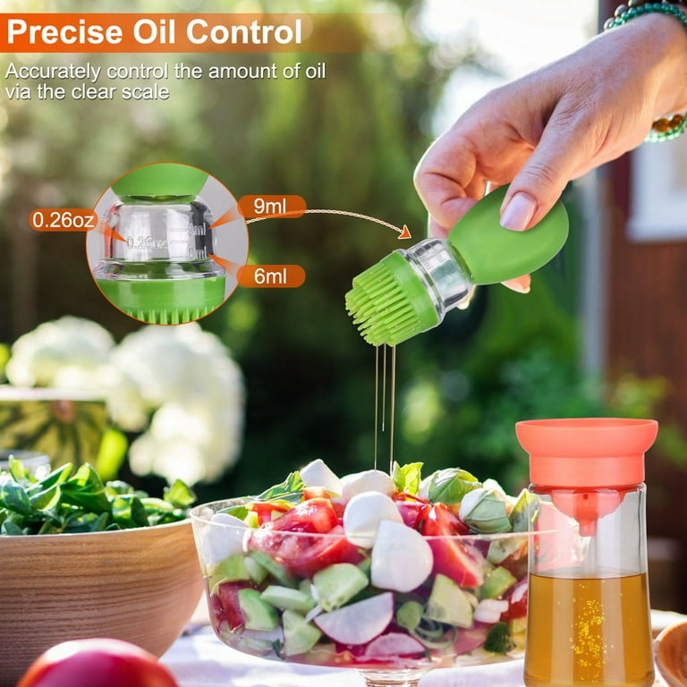Glass Olive Oil Dispenser with Brush 2 in 1, Silicone Dropper Measuring  Cooking Oil Bottle and Basting Brush Cooking Oil Dispenser Bottle for  Kitchen Baking BBQ Grill Pastry Brush 