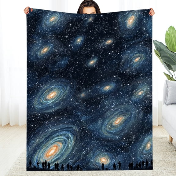 RKSupls Christmas Throw Blanket, Galaxy Planets Soft Flannel Blanket, Fuzzy Warm Cozy New Year Winter Blanket for Couch Bed Home Decor, 30*40in