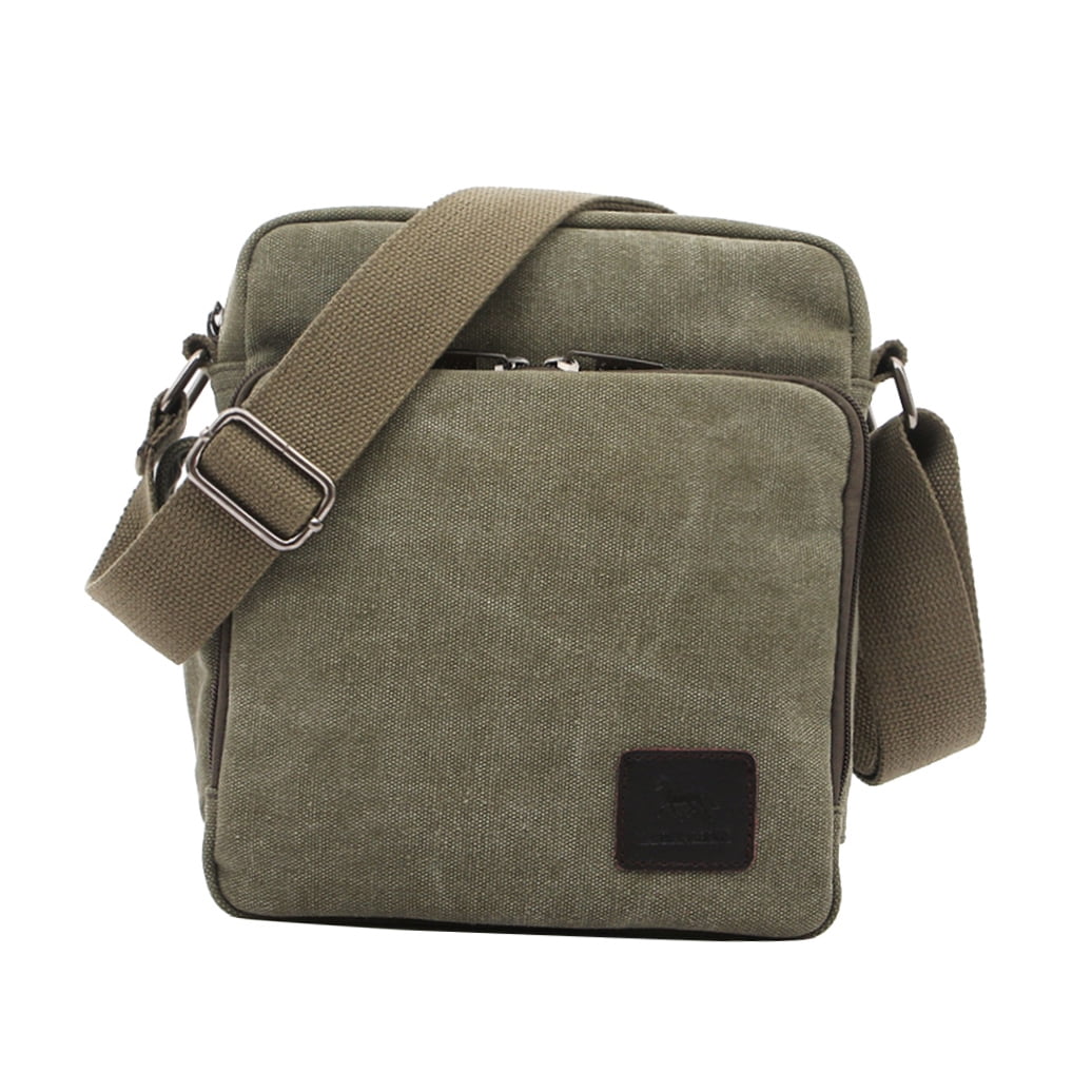 ORDDIART Travel Shoulder Bag For Men 1Pack Olive Green Canvas 20x11x23cm