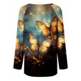 thumbnail image 5 of TSADFHJI Hauts à Manches Longues pour Femmes Printemps et Automne Imprimé Col Rond Raglan Manches Longues devant et derrière T-Shirt Mi-Long TTTG Noir, 5 of 5