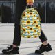 thumbnail image 2 of Easygdp White Blue Striped Sunflower Mochila Ligera de 15 Pulgadas para Estudiantes, Mochila Cómoda para la Escuela y Viajes, Correas Ajustables, 2 of 6