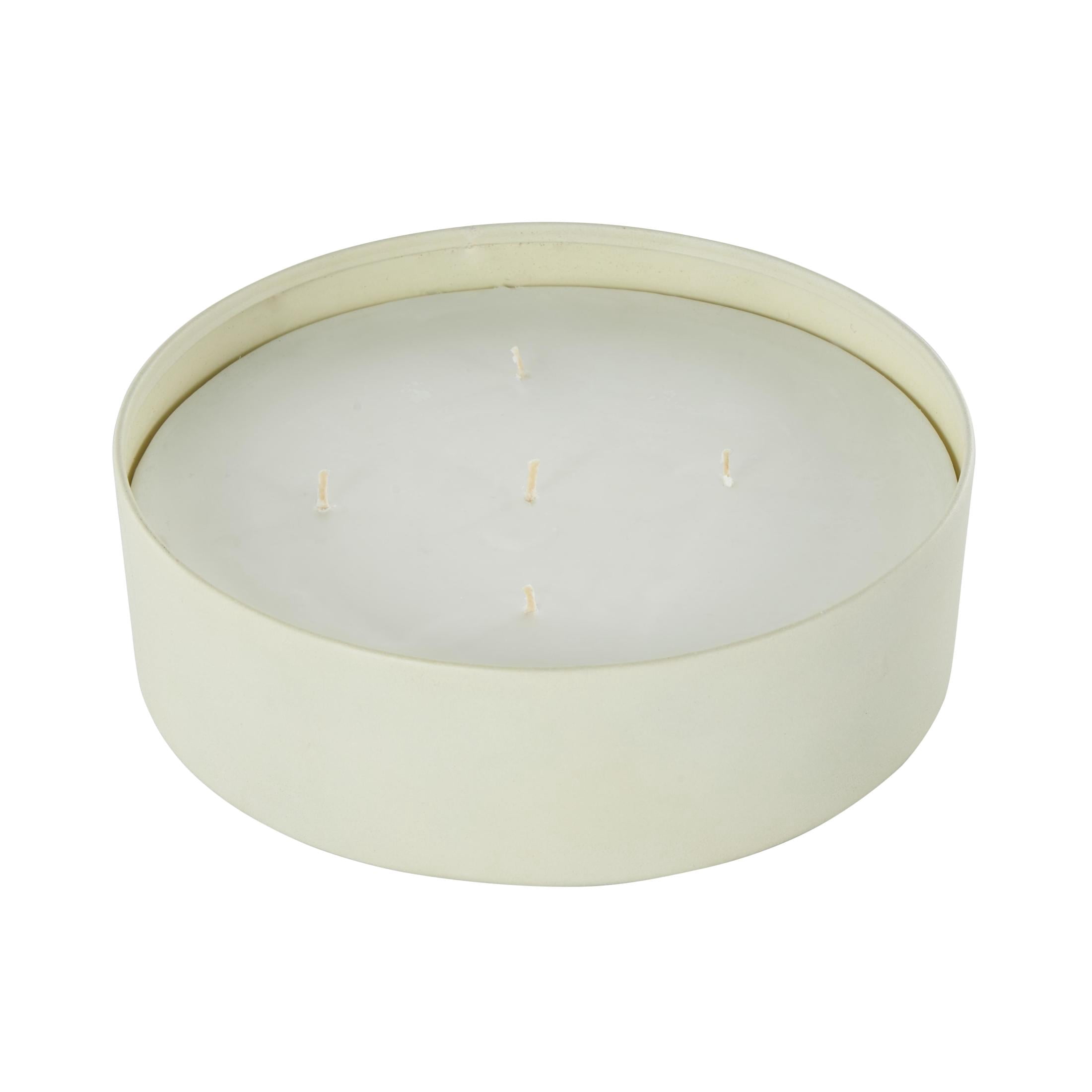DecMode Cream Metal Pink Blush & Poppy Scented Textured 59oz 5 Wick Candle with White Wax