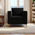 thumbnail image 2 of Dinosisco Vintage Tufted Upholstered Accent Armchair for Living Room, Black Velvet, 2 of 6