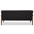 thumbnail image 5 of Baxton Studio Sorrento Mid-century Retro Modern Black Faux Leather Upholstered Wooden 3-seater Sofa, 5 of 6