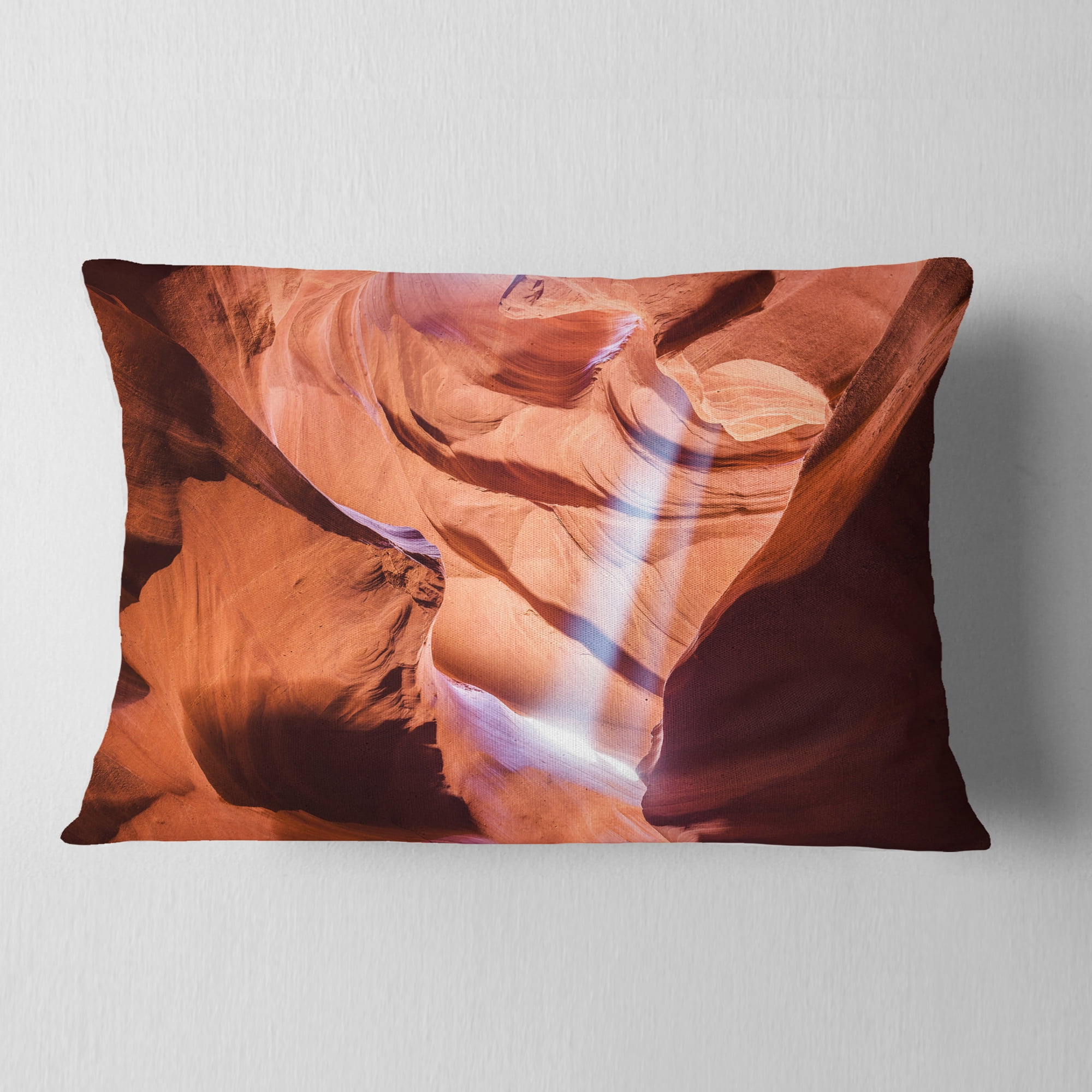Designart Light to Antelope Canyon - Landscape Photography Throw Pillow - 12x20
