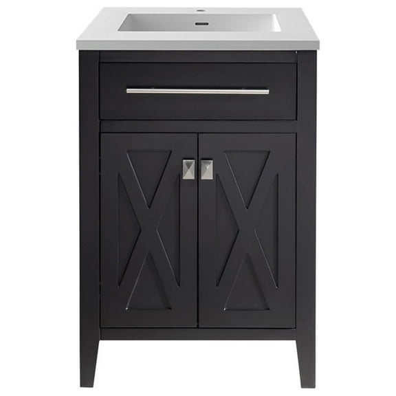 Laviva Wimbledon 24" Wood Cabinet with VIVA Stone Countertop in Espresso/White