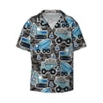 thumbnail image 3 of Goofa Blue Excavator Printed Men's Casual Short-sleeved Shirt,Lightweight Breathable Button-down,Summer Casual men's top,Versatile Fashion shirt-Large, 3 of 7