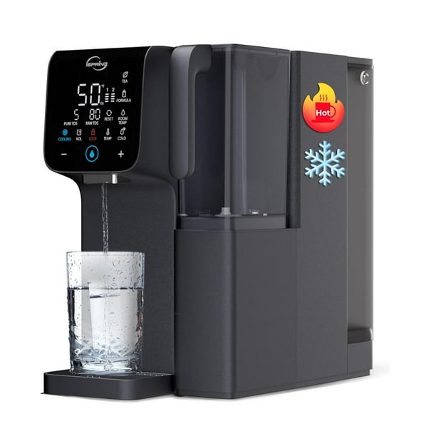 iSpring RCD100HCG Sistema de Ósmosis Inversa de Agua Fría y Caliente para Encimera, Dispensador de Filtro de Agua Alcalina, Monitor de TDS y Vida Útil del Filtro, Plug and Play