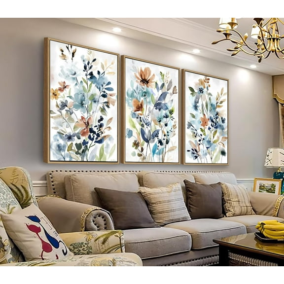 Hieng Flowers Wall Art - Colorful Wildflower Canvas Pictures Wall Decor Botanical Painting Artwork Elegant Floral Prints for Living Room Bedroom Home Decor（Only canvas）