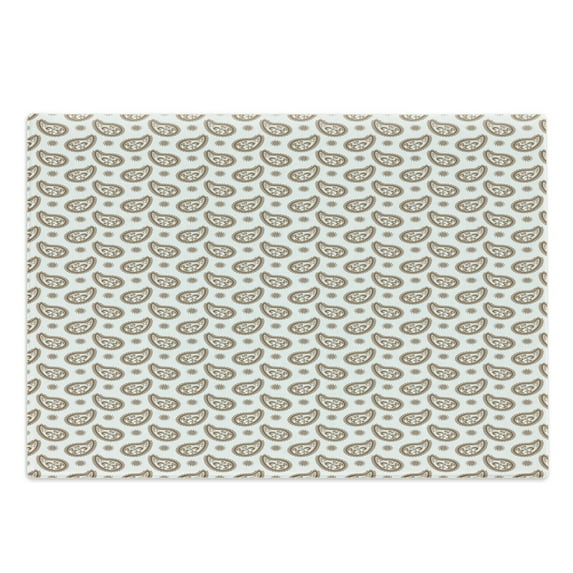Brown Paisley Cutting Board, Abstract Intricate Buta Floral Motif Illustration on Plain Background, Decorative Tempered Glass Cutting and Serving Board, in 3 Sizes, by Ambesonne