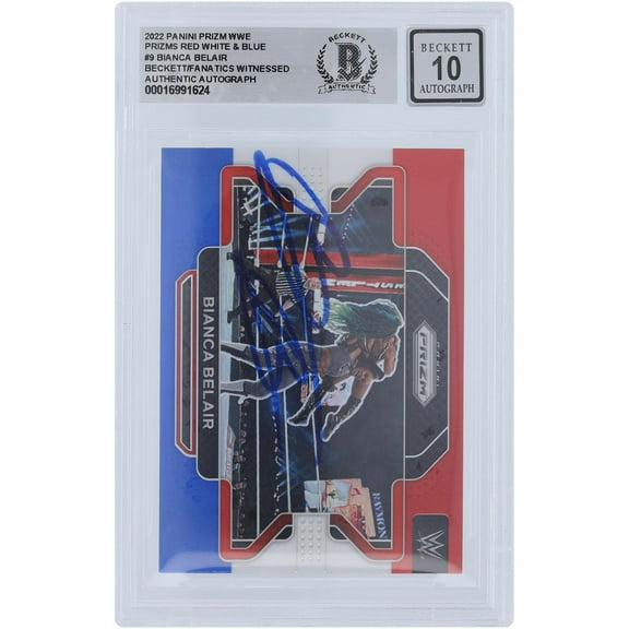 Bianca Belair WWE Autographed 2022 Panini Prizm Red White & Blue Prizm #9 Beckett Fanatics Witnessed Authenticated 10 Card - Fanatics Authentic Certified