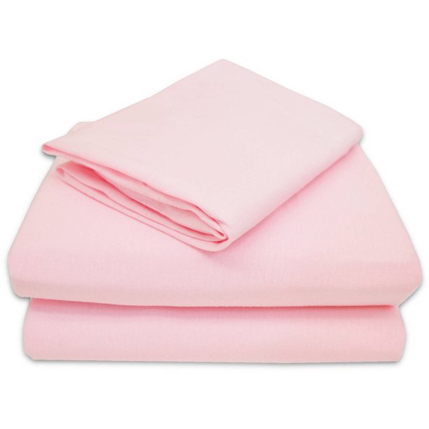 TL Care 100 Natural Jersey Cotton 3Piece Toddler Sheet Set, Pink