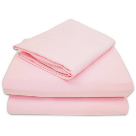 TL Care 100% Natural Jersey Cotton 3-Piece Toddler Sheet Set, Pink, Soft Breathable, for Girls
