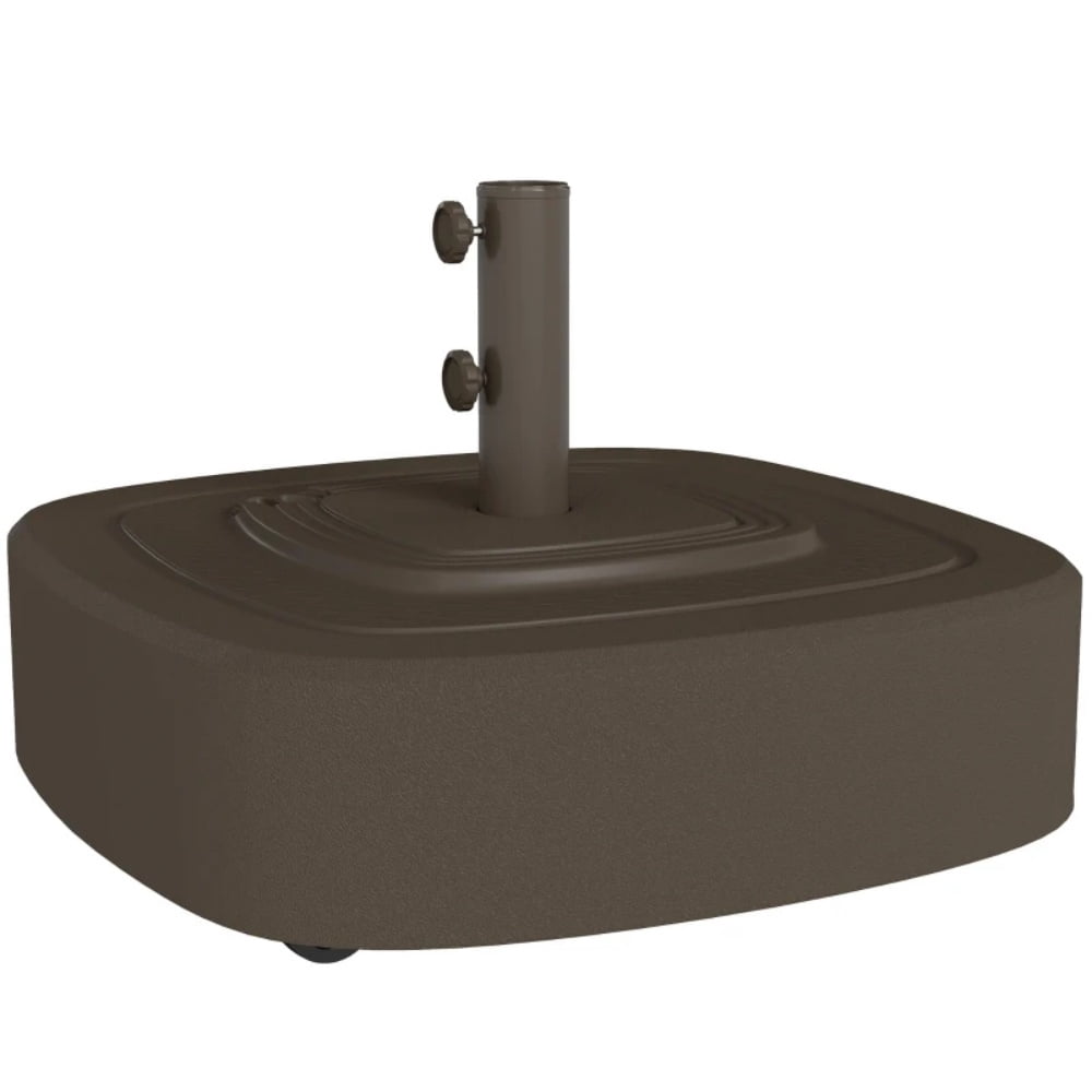 Outdoor Umbrella Base Brown HDPE & Metal Umbrella Stand with 4 Wheels (2 Brakes) Fits 1.5"/1.89" Dia. Poles & Up to 13.1' Umbrellas