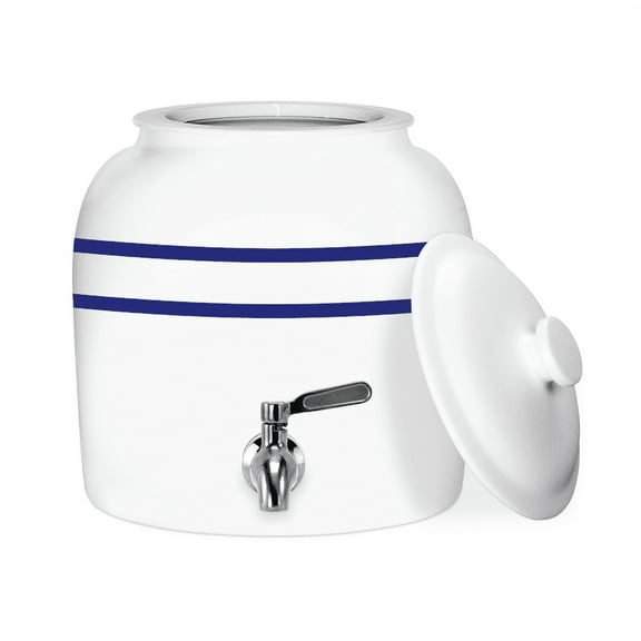 Geo Sports Porcelain Ceramic B.P.A. & Lead Free 3-5 gallon Jug Capacity Crock Water Dispenser, Stainless Steel Faucet with Included Lid