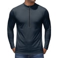 thumbnail image 2 of Men's Long Sleeve Sun Shirts UPF 50+ Stand Collar 1/4 Zip Up Fishing Running Rash Guard Outdoor Lightweight T-Shirts,Navy,XL, 2 of 6