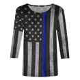 thumbnail image 4 of Camiseta estampada a la moda para mujer, blusa de manga 3/4 de longitud media, cuello redondo, camisetas informales Pompotops  FGAJ2479, 4 of 5