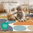 thumbnail image 4 of ODIKA 6'x9' Teal Orange Abstract Geometric Harmony Washable Area Rug Mid Century Modern Inspired Visual Aesthetics Easy Care, Non-Shedding, for Queen Size Bedroom Under Bed Master Suite, 4 of 7