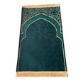 thumbnail image 2 of Classic Prayer Rug Ramadan Gift Floor Carpet Embroidered Wedding Decor Polyester Green, 2 of 9