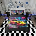 thumbnail image 2 of Erosebridal Graffiti Racing Car Bedding Sets King Size, Splash Race Car Comforter Sets with Sheets, Breathable 7 Pieces, 2 of 5