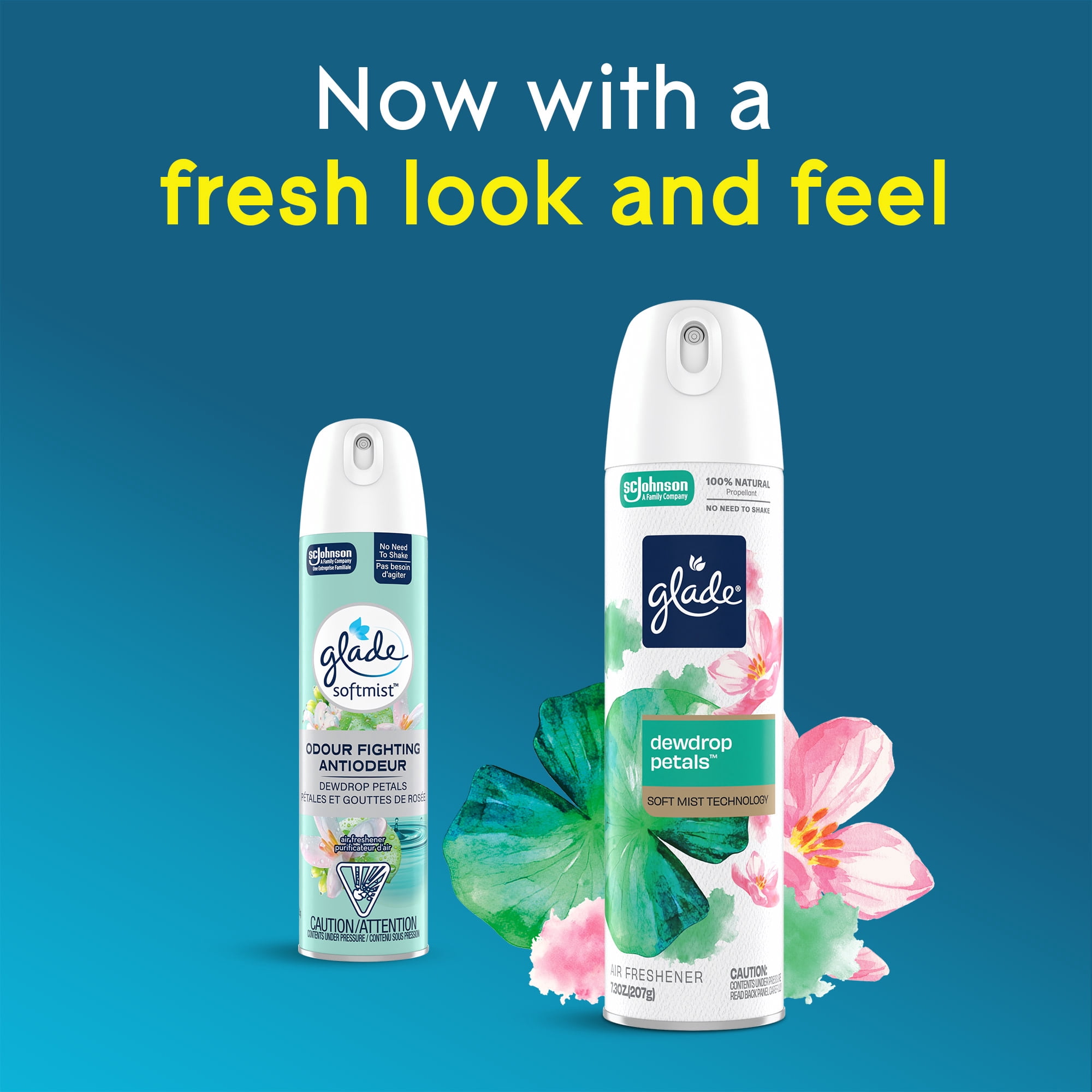 Glade® Soft Mist Odor Fighting Aerosol Air Freshener, Dewdrop Petals, 7.3oz, 1 Count