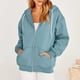thumbnail image 4 of ICHUANYI Clearance Women's Fashion Casual Color Zip Hood Long Sleeve Pocket Jacket Blouse(Light Blue, XXL) ICHUANYI WER2023080811706, 4 of 8