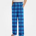 thumbnail image 5 of HAOTAGS Kids Plaid Pants (4-16) Elastic Waist Stright Leg Loungewear Pants with Pockets Navy Size 9, 5 of 7