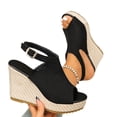 thumbnail image 4 of CYMMPU Women's Peep Toe Ankle Strap Platform Wedge Sandals Backless Slip On Footwear Suitable for Party and Vacation Outfits Black 37, 4 of 9