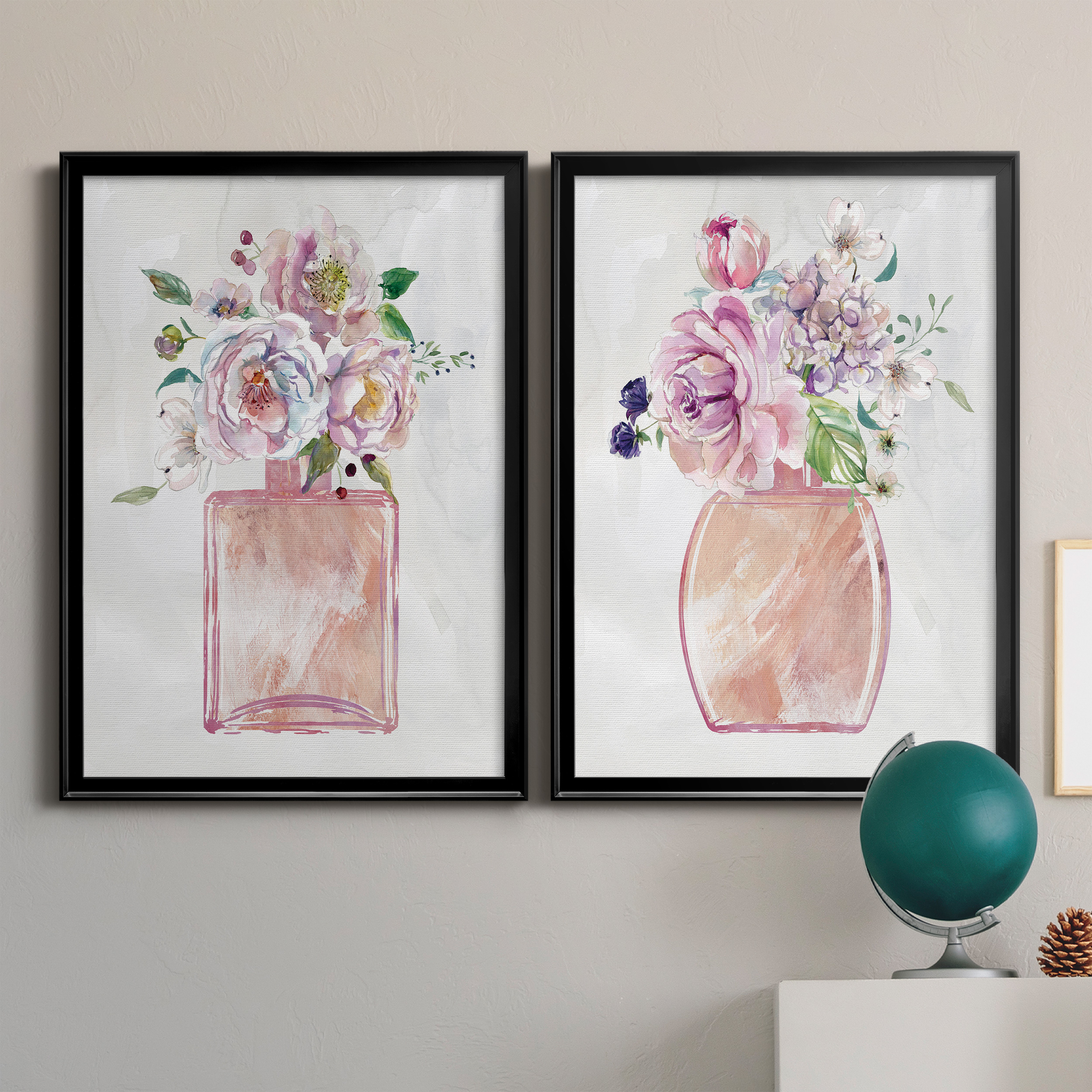 2 Piece Set Fragrance of Summer I Premium Framed Canvas - Ready to Hang - 26.5 x 36.5 Each - Black Frame