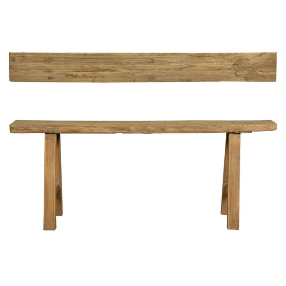 Artissance  43"L Natural Wood Indoor Outdoor Small Noodle Bench, Entryway Hallway Patio Seating