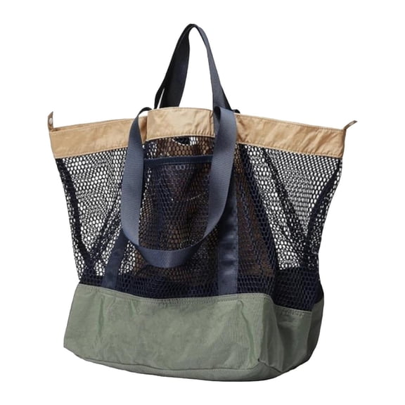 Mesh Beach Bag Travel Handbag Convenient for Women Men Large Beach Tote Shoulder Bag for Vacation Outdoor Swimming