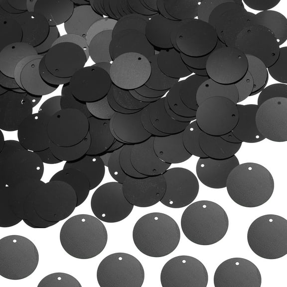 Uxcell 450 Pcs Flat Round Sequins 20mm/0.8 Inch Loose Paillettes Craft Sewing Sequins with Single Side Hole for DIY Embroidery Clothing Jewelry Making, Black