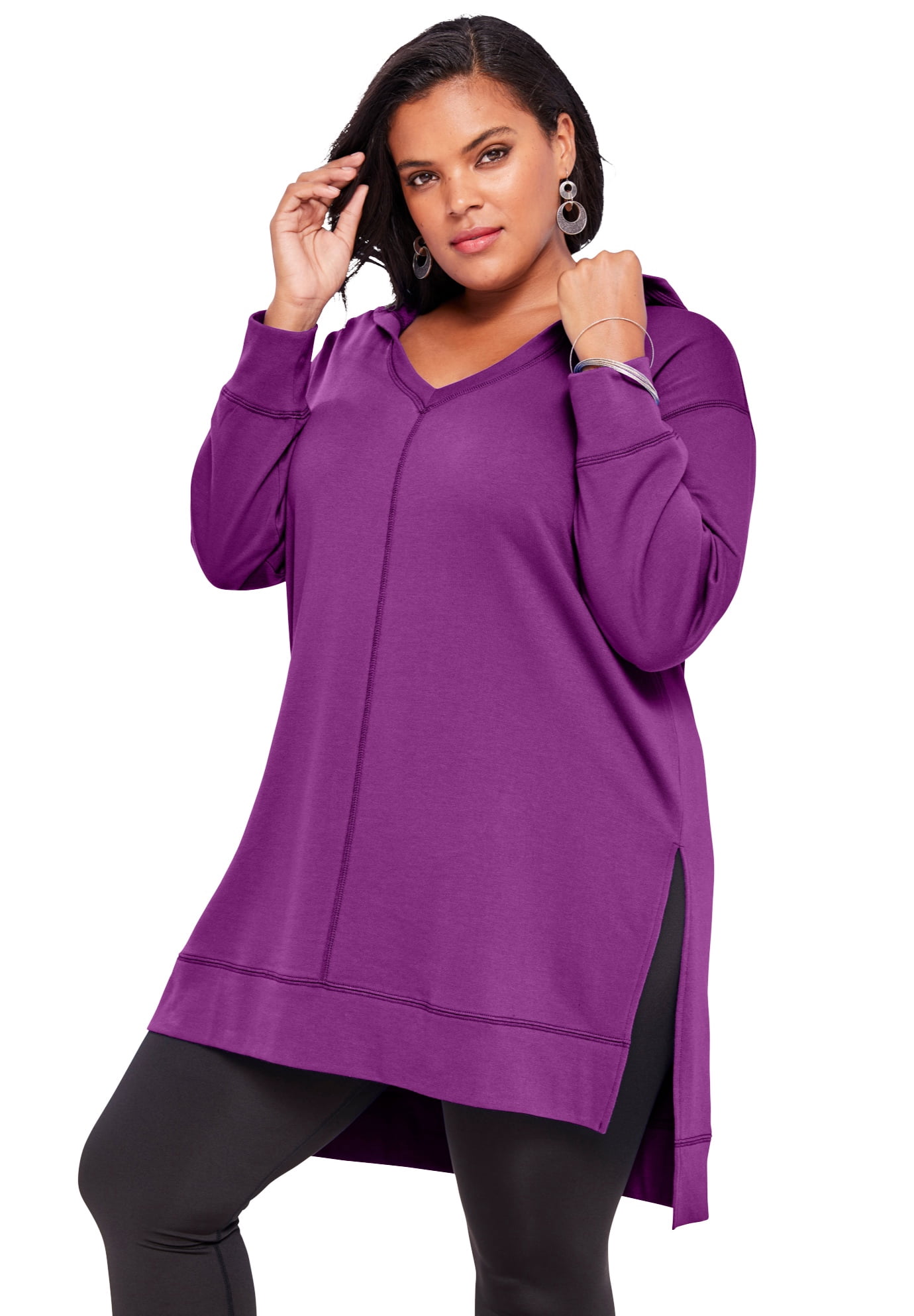 Roaman's Women's Plus Size Tunic Hoodie 