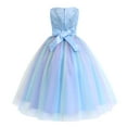 thumbnail image 4 of IBTOM CASTLE Flowers Girls Tulle Lace Dress for Kids Wedding Bridesmaid Pageant Birthday Party Communion Formal Princess Prom Maxi Gown 3-4 Years Rainbow Blue, 4 of 9