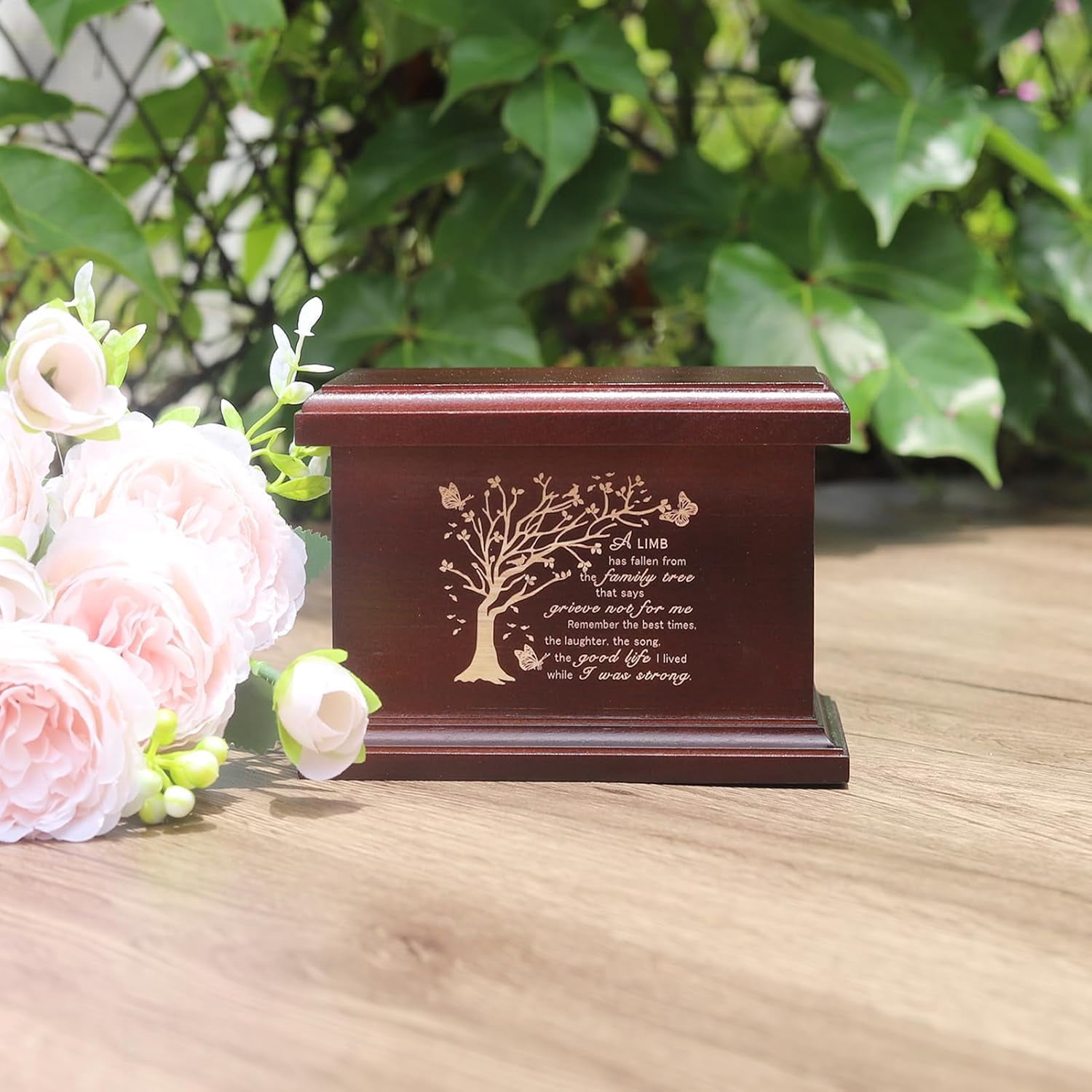 6 Inches Small Wood Urns for Ashes, Funeral Memorial Urns, Small Urns Keepsake Wooden Urns Box and Casket, Keepsakes Urns for Human/Pet Ashes-Tree