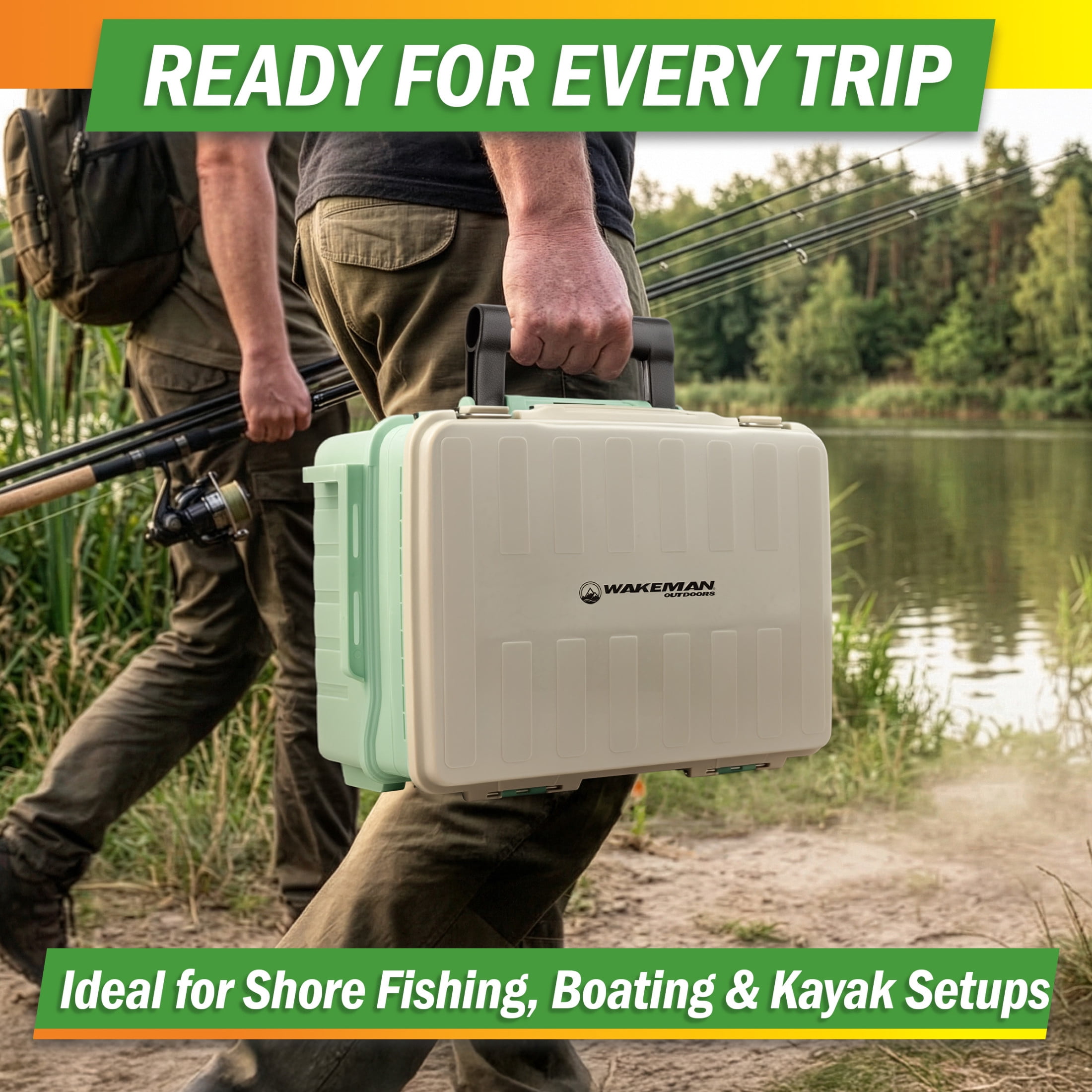 Wakeman Outdoors Fishing Tackle Box Organizer - 2 Layer Tacklebox Storage Box with Dividers, Green