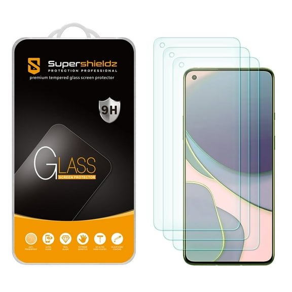 [3-Pack] Supershieldz for OnePlus 9 Lite Tempered Glass Screen Protector, Anti-Scratch, Anti-Fingerprint, Bubble Free