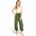 thumbnail image 2 of Women's Relaxed Fit Drawstring Hem Pants with Elastic Waist- Olive Green,Medium, 2 of 7