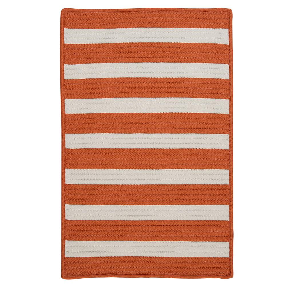 Stripe It Tangerine Indoor/Outdoor Rug, Square 4' x 4'